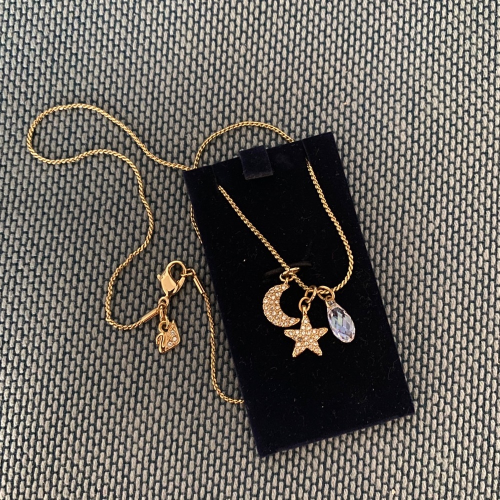 Swarovski - Moon, Star, Gem Charm Necklace